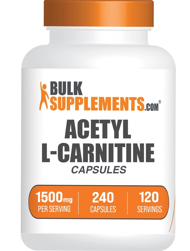 BulkSupplements.comアセチルL-カルニチンカプセル - ALCAR HCl、カルニチンサプリメント - ALCARカプセル、アセチルL-カルニチン1500mg - グルテンフリー、サービングあたり2カプセル、240カプセル