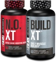 ジャック工場筋肉ビルダーサプリメントスタック - ビルドXT筋肉ビルダー&N.O. XT Nitric Oxide Boosting Agent for Dual Support(30日供給)