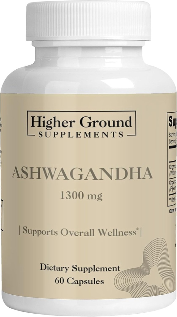 Ashwagandha with Black Pepper | Herbal Supplement for Stress Relief, Mood Enhancement, Immune System, Cognitive Function, Hormone Regulation | Cholesterol Levels | Non-GMO | Gluten-Free | 60 Capsules