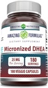 アメイジングフォーミュラ Micronized DHEA 25mg 180 Veggie Capsule Supplement | Non-GMO | Gluten Free | アメリカ製 | ベジタリアン向けに最適 | 男性用・女性用デヒドロエピアンドロステロンカプセル (1パック)