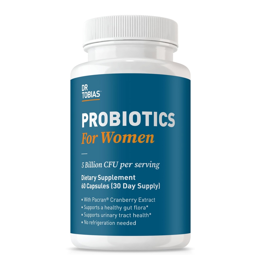 女性のための博士. Tobias Probiotics, 5 Billion CFUs Plus Prebiotics & Cranberry Extract, 女性のための尿路の健康をサポート, 消化 & 免疫の健康, 60 カプセル, 30 サービング