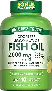 Nature's Truth Fish Oil 2000mg | 110 Softgels | Omega-3 | レモンフレーバー | 非GMO&グルテンフリーサプリメント