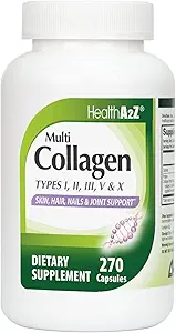 HealthA2Z® Multi Collagen Pills | 1735 mg | 270 Collagen Capsules | Types I, II, III, V & X | for Healthy Skin, Hair, Nails & Joint Support
