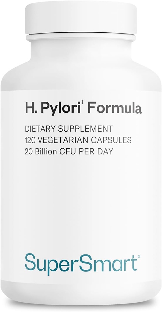 Supersmart H. Pylori Formula 20 Billion CFU per Day - Probiotic Lactobacillus Reuteri DSM 17648 Supplement | Non-GMO & Gluten Free - 120 Vegetarian Capsules