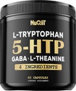 5 HTP 200mg GABA 500mg L-テアニン200mg L-Tryptophan 100mgの補足-サポート 脳、循環の健康、集中及び残り井戸- 1か月のための60のカプセル- 4in1の優れたブレンド