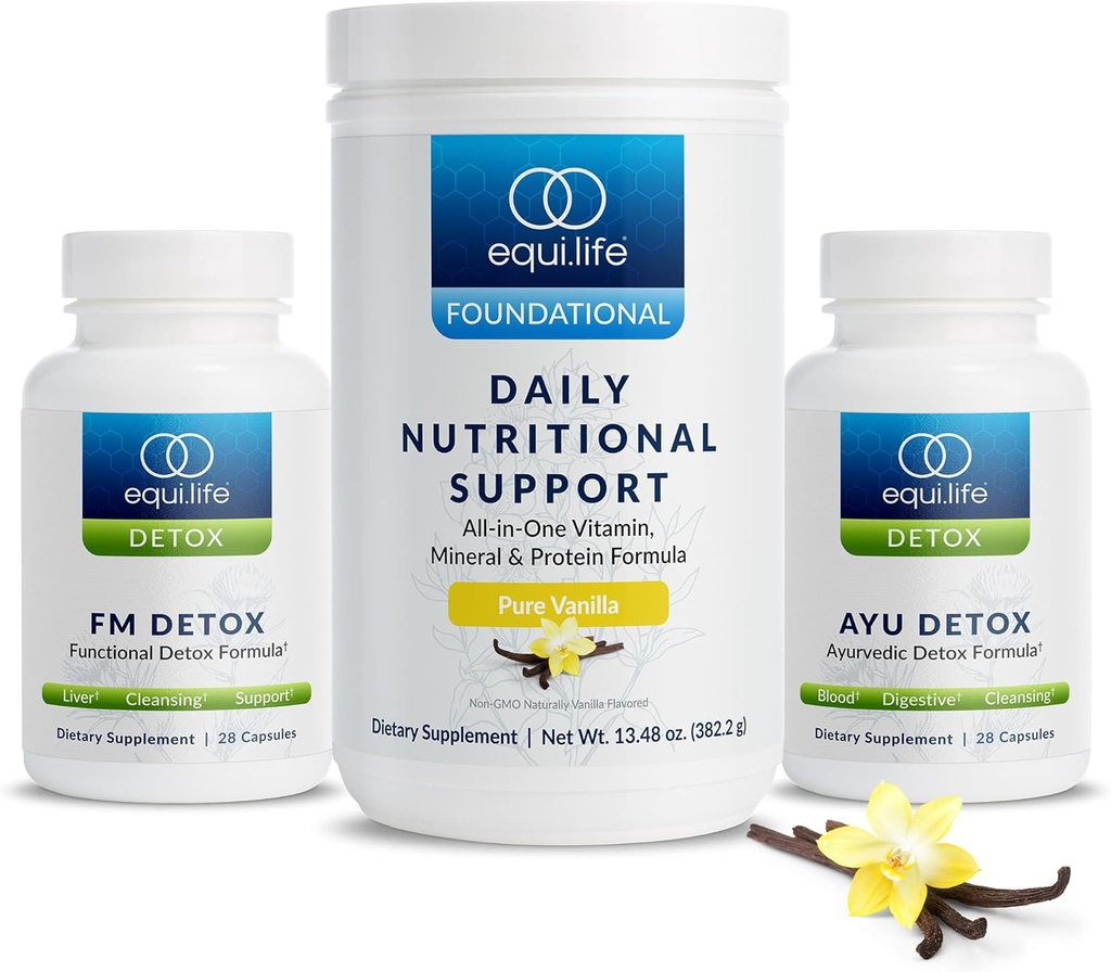 Equilife Dr. Cabralデトックス, 植物ベースのタンパク質と7日間のプログラム, ビタミン, アミノ酸, & フルボディバランスをサポートするミネラル, 食事の交換パウダー, ビーガン, グルテンフリーグルテン, バニラ, 14 サービング