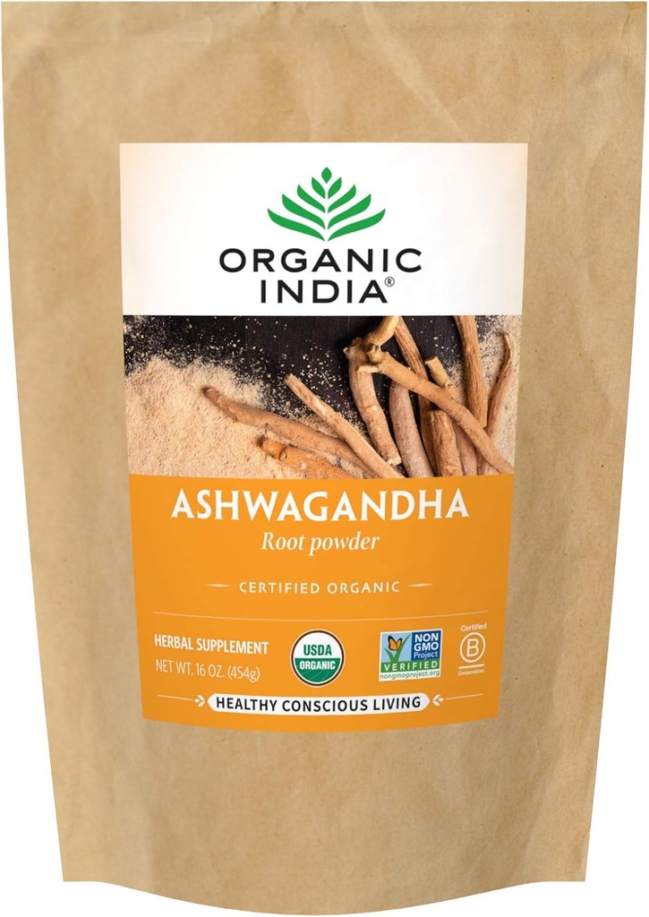 オーガニックインドアッシュワガンダパウダー - Ashwagandha Rootパウダーバルク、ハーブサプリメント - ビーガン、グルテンフリー、コーシャ、非GMO、ストレス救済、エネルギー、および睡眠をサポート - 1lbバッグ