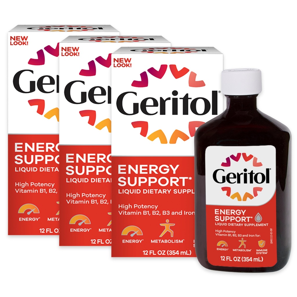 Geritolの液体のビタミンおよび鉄の補足、エネルギー サポートは、高い効力B-Vitaminsおよび鉄、Pleasant Tasting、Swallowへの容易な、人工的な甘味料、非GMO、12 Oz、3のパックを含んでいます