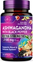 Ashwagandha 2,100 mg - パウダー&ルート抽出物とベジギーカプセルの女性のためのAshwagandhaサプリメント、高吸収のためのブラックペッパー、プラントベース、非GMO、米国でボトル入り - 120ベジギーカプセル