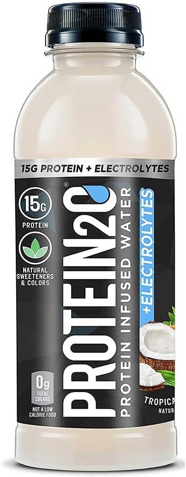 Protein2o 15gのWhey蛋白質の隔離された水プラスの電解物、砂糖の自由なスポーツの飲み物、飲み物、グルテンフリー、Lactose自由に、熱帯ココナッツ、16.9のozのびん(12の計算)