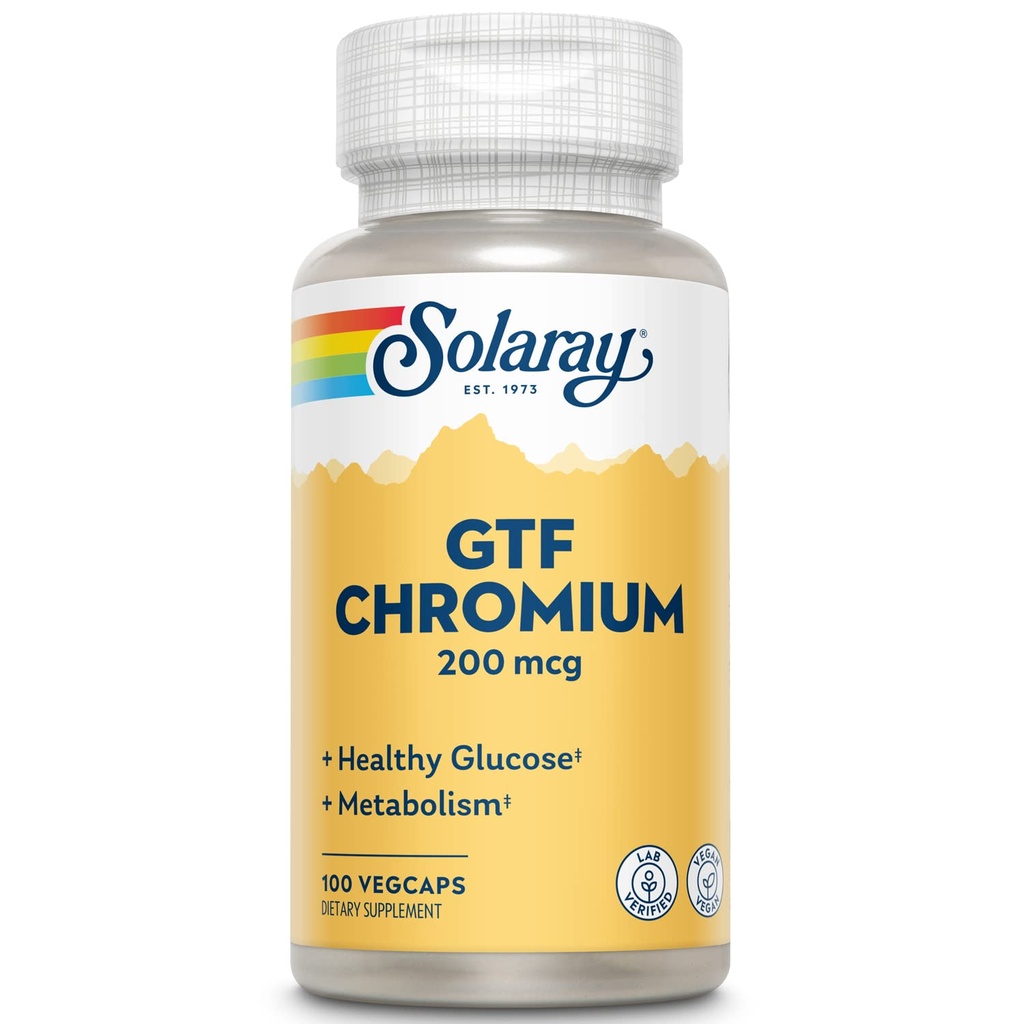 Solaray GTF クロムカプセル、200mcg、100 カウント