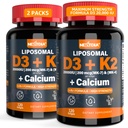 ビタミンD3 20,000 IU + K2ビタミン(MK4&MK7)200mcg +カルシウムクエン酸塩、最適ビタミンD3 K2ソフトジェル - 強力な骨と筋肉、カルシウム吸収、ビタミンDの欠乏を助け、2パック