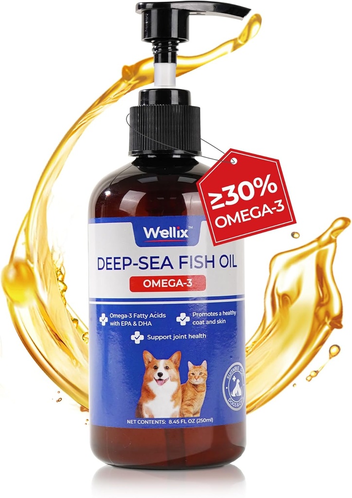 犬のためのWellix Omega 3の魚油、犬、犬の魚油の補足、ペット スキンおよびコートの補足のためのSalmonオイルよりよく、中心、接合箇所及び免疫の健康、EPA及びDHAを促進します