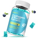 コラーゲン、ケラチン、Hyaluronic酸、皮膚、毛の成長、釘、女性の人の大人の子供が付いているBiotinのグミー - 60のブルーベリーの好まれるグミー
