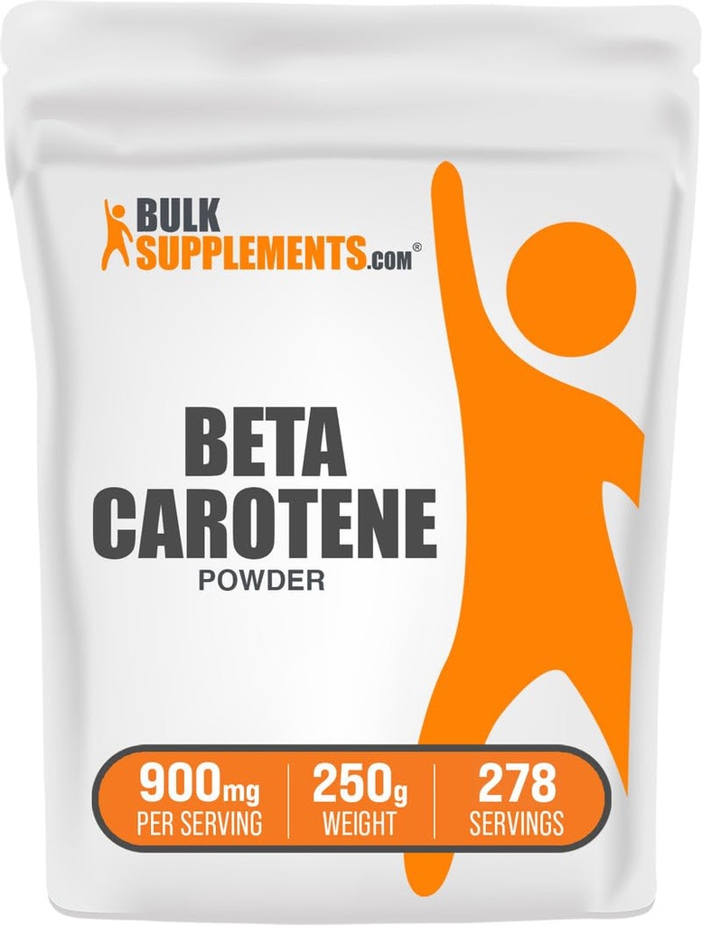 BulkSupplements.comベータカロテンパウダー - ベータカロチンサプリメント、免疫とビジョンのサポートのためのビタミンAサプリメント - グルテンフリー、給食当たり900mg、250g(8.8オンス)(パッケージ1)