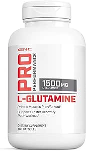 GNC のプロ パフォーマンス L グルタミン 1500mg、アミノ酸の補足、サポート筋肉回復及び機能、燃料の免疫システム、蛋白質の統合の主役割を、不燃にされる、グルテンフリー、180 カプセル遊ばして下さい