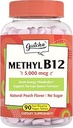 GutchaのビタミンB12 5000のmcg、Nerveのための生物活動的なMethylcobalamin、中心、頭脳の健康及びエネルギー生産、非GMO、砂糖、無グルテン、自然なピーチの味、90のビーガン及び速い分解のタブレット
