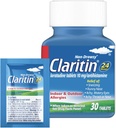 大人のためのClaritinのアレルギーの薬、24時間非眠性のLoratadine 10mgの丸薬、Antihistamine、30のタブレット+ 1ctのオンザ・ゴーの救助