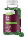 Viteey Aloe Vera Gummies for Adults - 50mg - Aids in Digestion and Immune Health - Aloe Vera Supplement - Vegan, Gelatin Free, Gluten Free, GMO Free, Tasty Chewable Raspberry Flavored Gummy