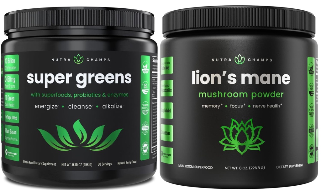 NutraChampsの緑極度の食糧粉及びライオンのマネの粉