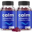 NutraChamps Calm Gummies、Ashwagandha、L-Theanine、GABA、ビタミンB6&レモンバーム、90グミー(パッケージ2)