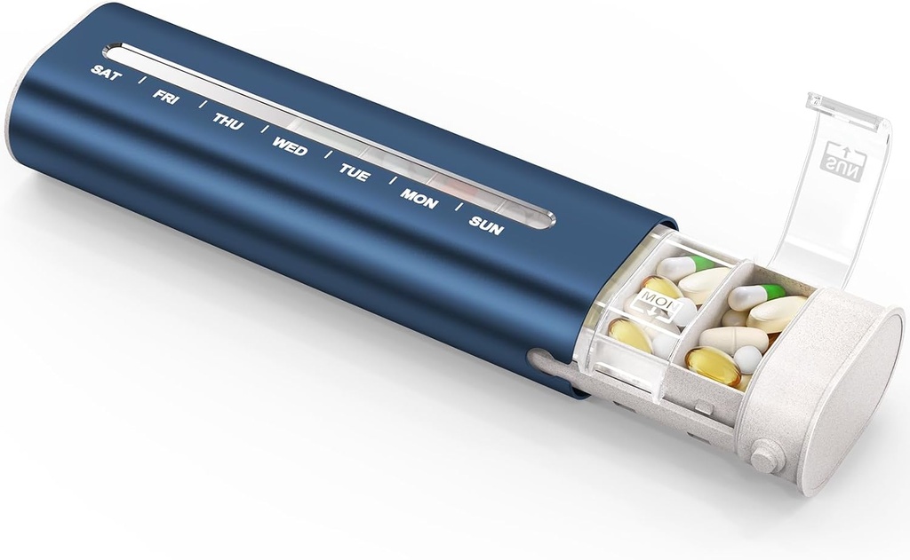 Zannakiアルミニウム7日の週刊丸薬のオルガナイザー、3つの層のシールが付いている携帯用旅行丸薬箱、大容量のかわいい毎日の丸薬箱、ビタミン、丸薬のための丸薬のホールダーの容器