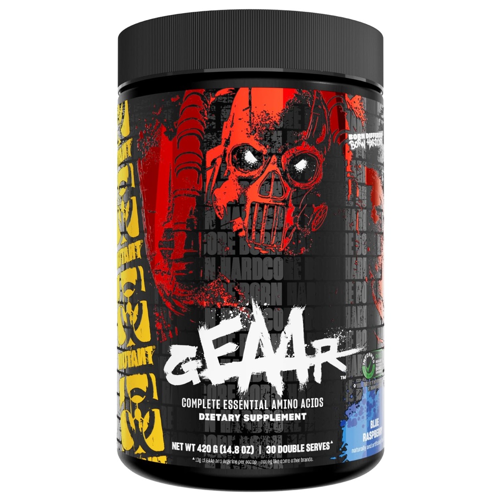 Mutant GEAAR - EAAパウダー+アルギニン、7g BCAA、4gロイシン、電解液、ココナッツウォーター、30サービング - ブルーラズベリー