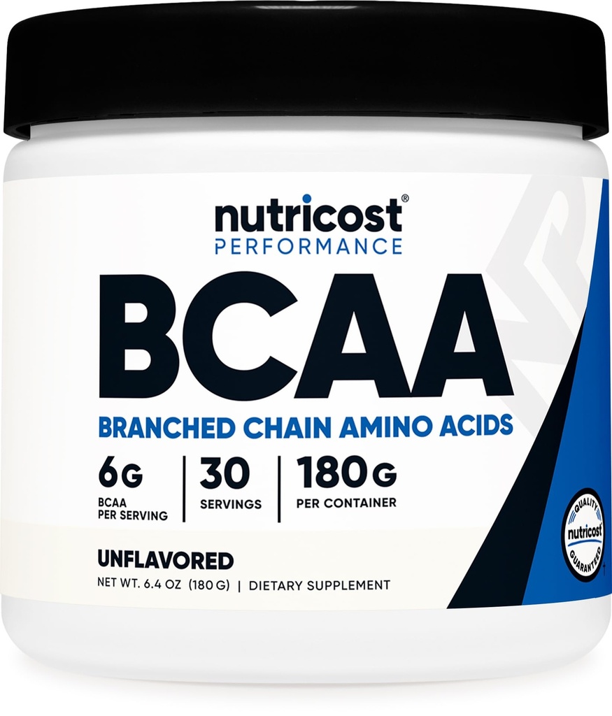Nutricost BCAAパウダー(Unflavored、30サービング) - ベジタリアン、非GMO、グルテンフリー、最適2:1比