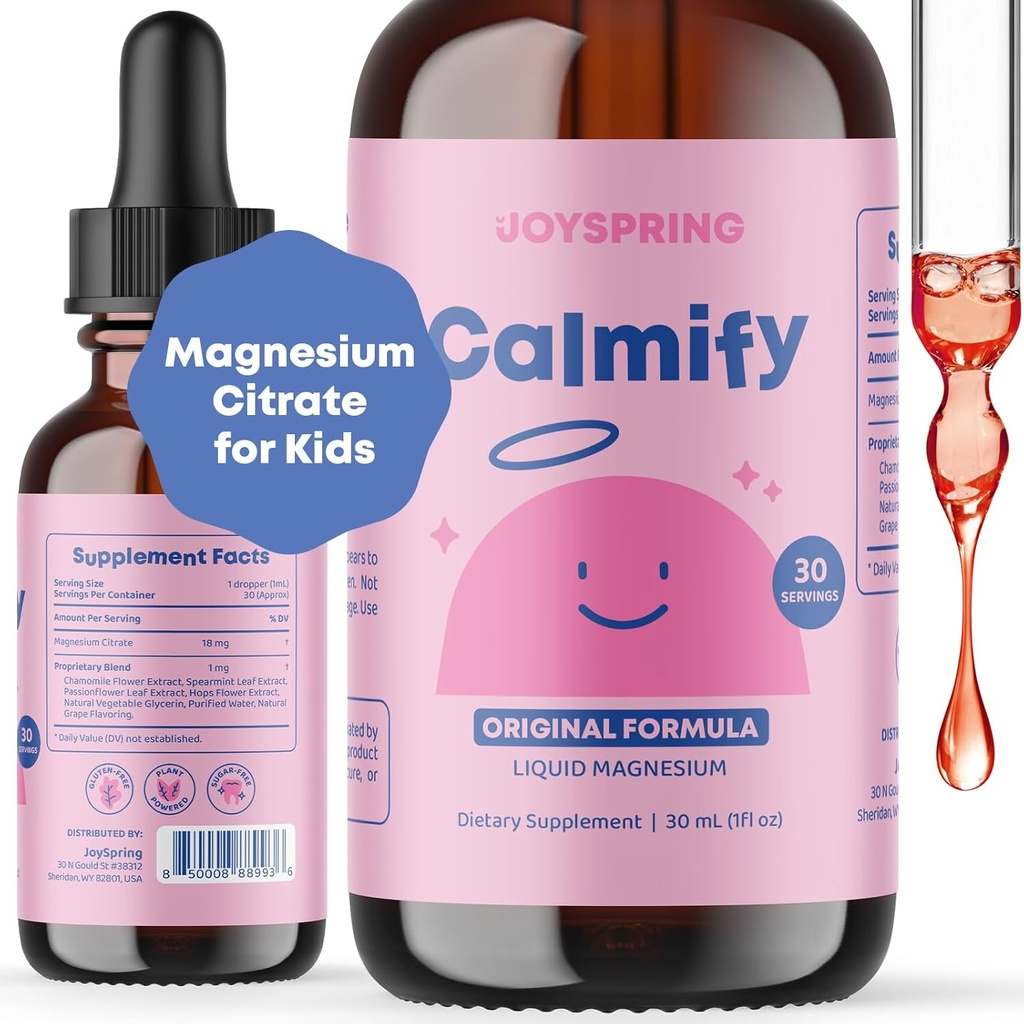 JoySpring Calmify、マルチビタミン、D3 + K2ドロップバンドル | 天然由来のキッズビタミン&ミネラル | 非アルコール、砂糖フリー液体フォーミュラ | ヴィーガン&ベジタリアン液滴サプリメント