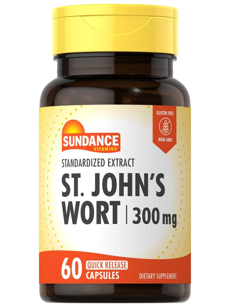 サンダンスセント・ジョンズワートカプセル | 300mg | 60カウント | 非GMOとグルテンフリーの標準化エキス