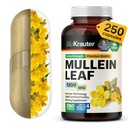 BIO KRAUTER Mullein カプセル 1200 mg 250 カウント - Lungs のための純粋なビーガン Mullein の葉のエキス - 125 供給の日 - Lung のクレンジング & 呼吸器サポート補足 - いいえフィラー、非 GMO