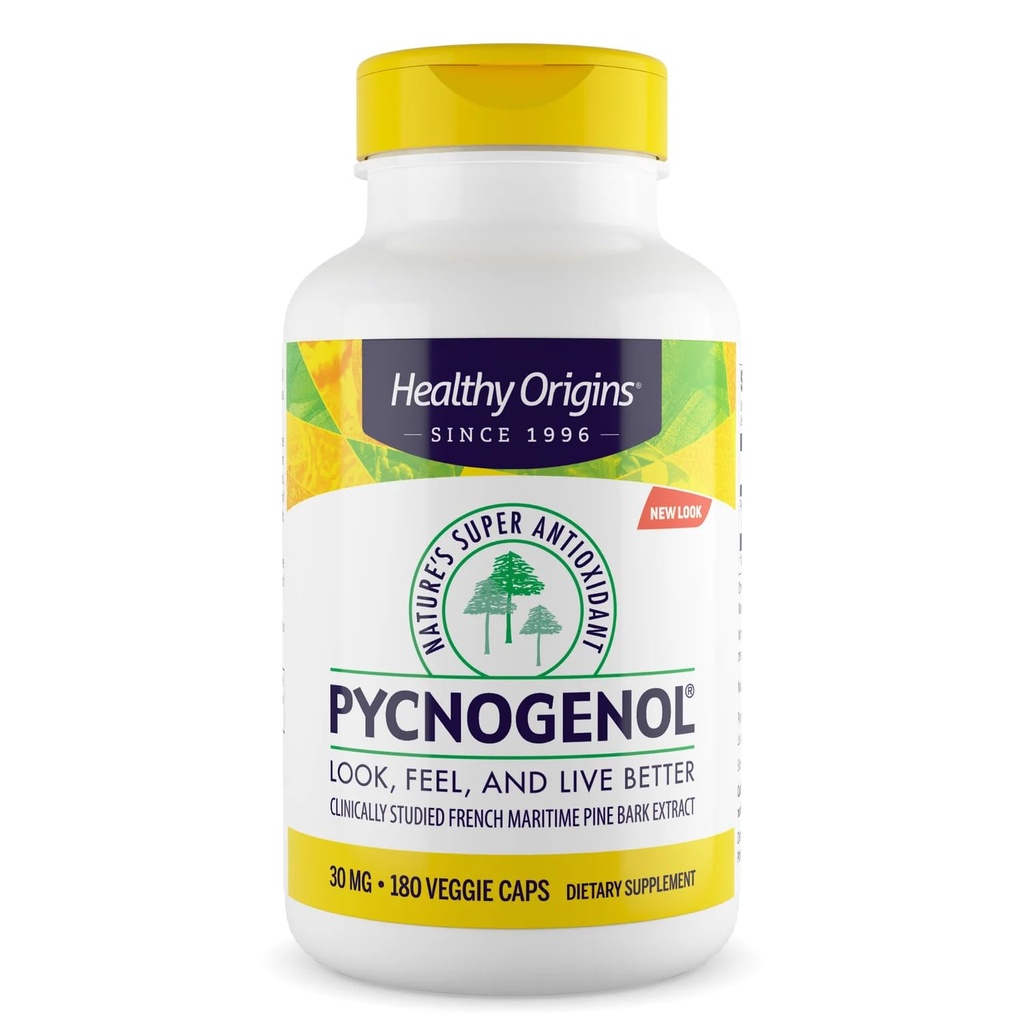 健康な起源のPycnogenol 30のmg (性質の極度の酸化防止剤、非GMOのグルテンフリーのGlutenの心臓血管サポート)、180のVeggieの帽子
