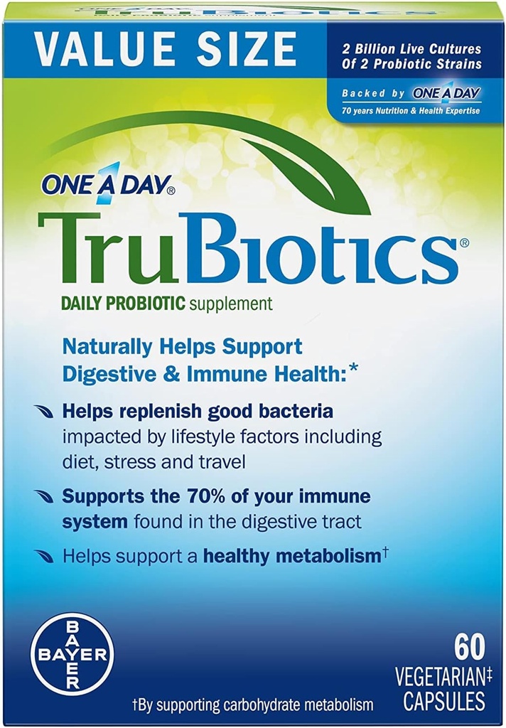 TruBiotics毎日のプロバイオティクス、60カプセル - グルテンフリー、大豆無料消化+免疫健康男性と女性のためのサプリメント