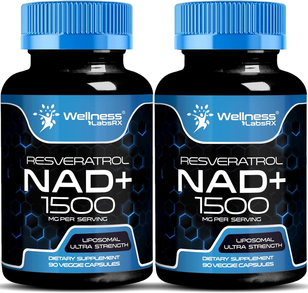 ウェルネス LABSRX NAD の補足、1500mg - Liposomal NAD+ Resveratrol、NAD Plus Boosting - サポートセルラーヘルス、スタミナ&ヘルシーエイジング - 超強度カプセル、米国製 - 2パック