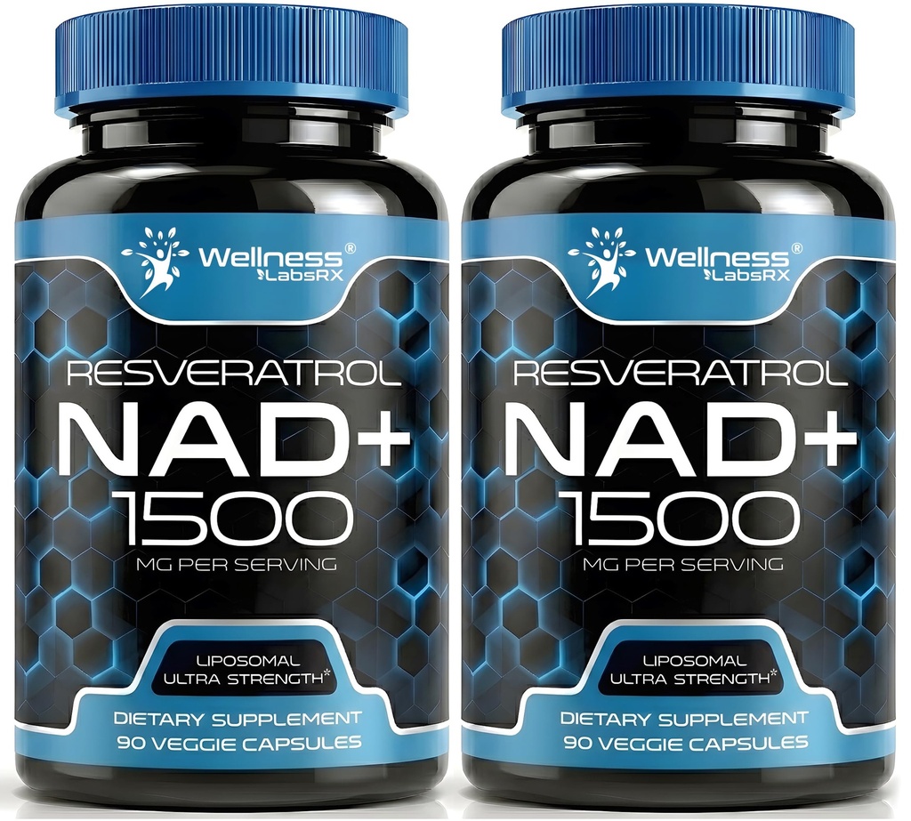 ウェルネス LABSRX NAD の補足、1500mg - Liposomal NAD+ Resveratrol、NAD Plus Boosting - サポートセルラーヘルス、スタミナ&ヘルシーエイジング - 超強度カプセル、米国製 - 2パック