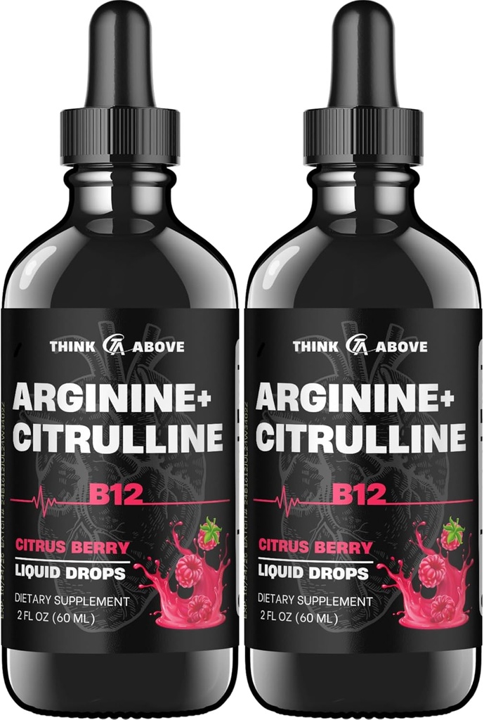 L-Arginine + L-Citrulline + B12 Liquid Drops, Citrus Berry Flavor, 2 fl oz, Pack of 2