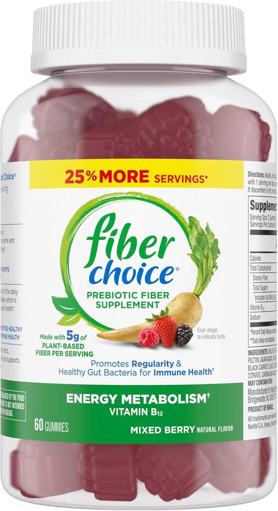 Fiber Choice 5g Gummies, Mixed Berry, 60ct | Discontinued by The Manufacturer