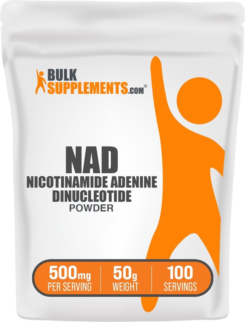 BulkSupplements.com NADパウダー - ニコチンアミドアデニンダイナクレオチド、NADサプリメント500mg - エネルギーサポート、ピュア&グルテンフリー、パサーブあたりの500mg、50g(1.8オンス)(パッケージ1)