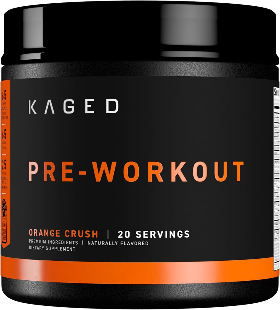 Kaged Original Pre Workout Powder | Orange Crush | Pre-Workout with Creatine, Beta Alanine, L-Citrulline, BCAAs | 274 mg Organic Caffeine | Pre Supplements for Men & Women | 20 Servings