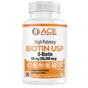 高効力ビオチンUSP(D-Biotin 100,000mcg) - 優れたビオチン、有機米粉、毛、皮、及び米国で作られたmyelinの健康のためのベジタリアンカプセル(100mg/90カプセル)