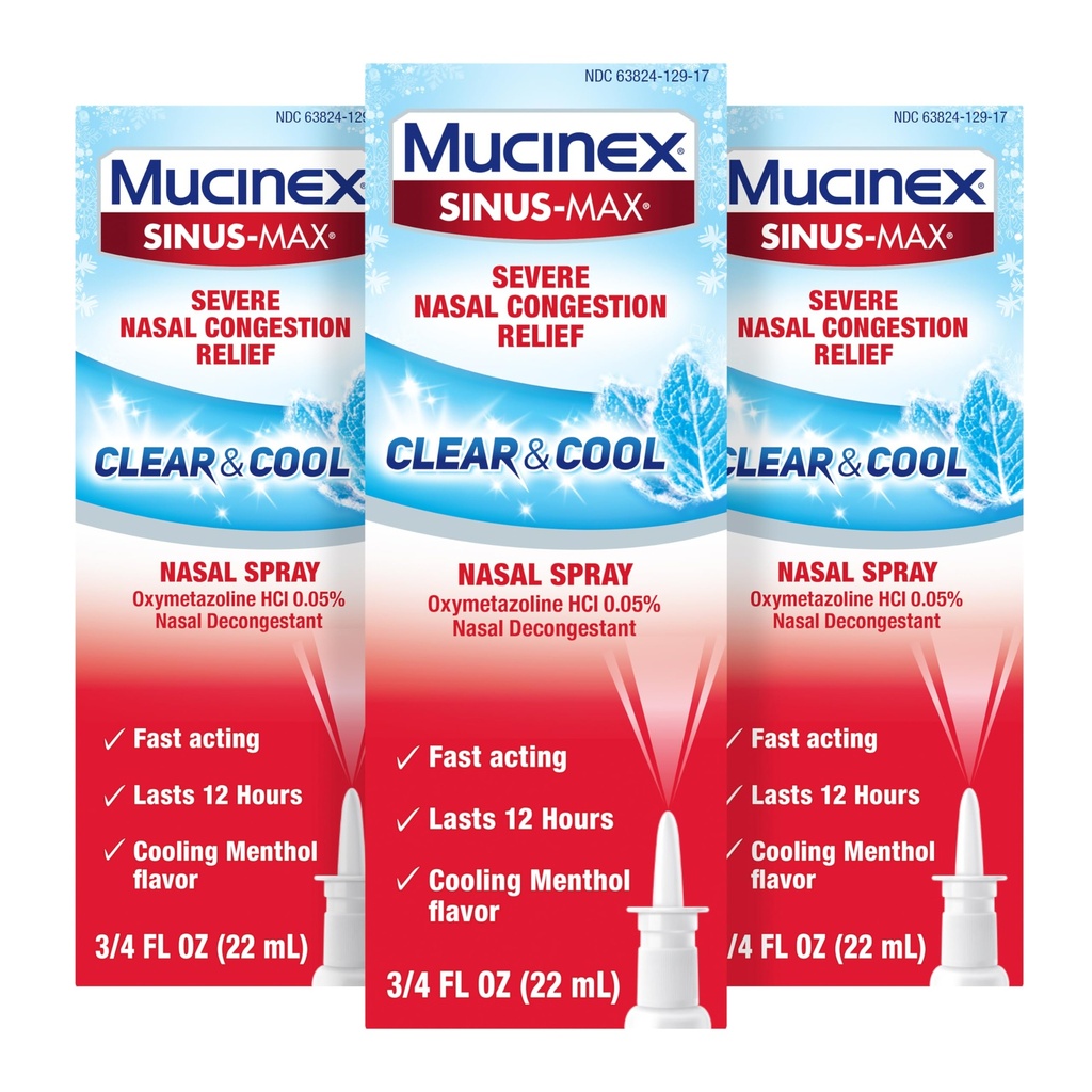Mucinex Sinus-Max鼻スプレーDecongestant、12時間オーバーザカウンダメディテーション鼻スプレー、大人のための鼻のDecongestants、冷却Menthol、0.75 Fl Oz(パッケージ3)