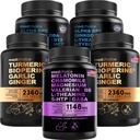 MEDCHOICE Sleep Melatonin (90ct), ターメリック&ジンジャー (240ct), ノロピック・ブレイン (120ct) サプリメントバンドル - ウェルネス・トリオ for 脳, 睡眠, & 免疫サポート - ビーガン, 非GMO, グルテンフリー