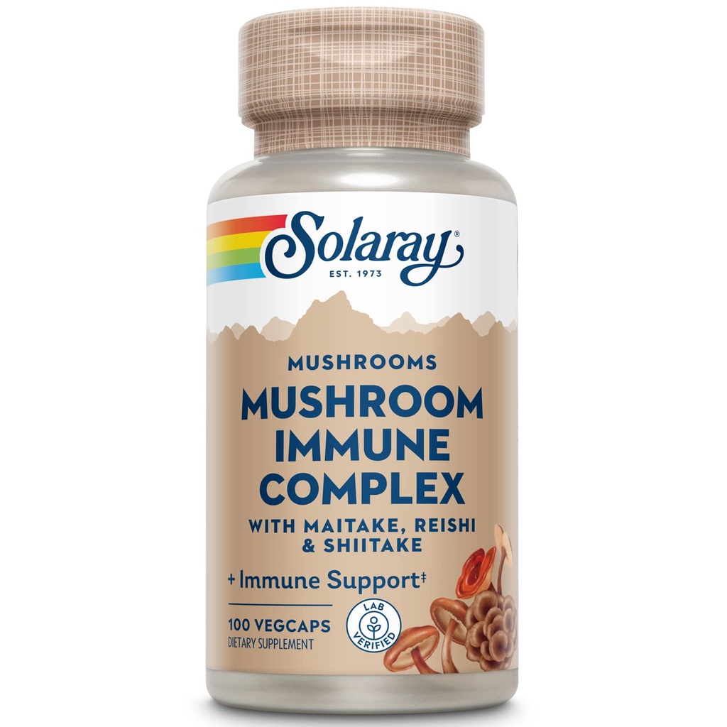 SOLARAY 有機栽培発酵キノコ免疫コンプレックス 600 mg | 健康的な免疫機能サポート | 100 VegCaps