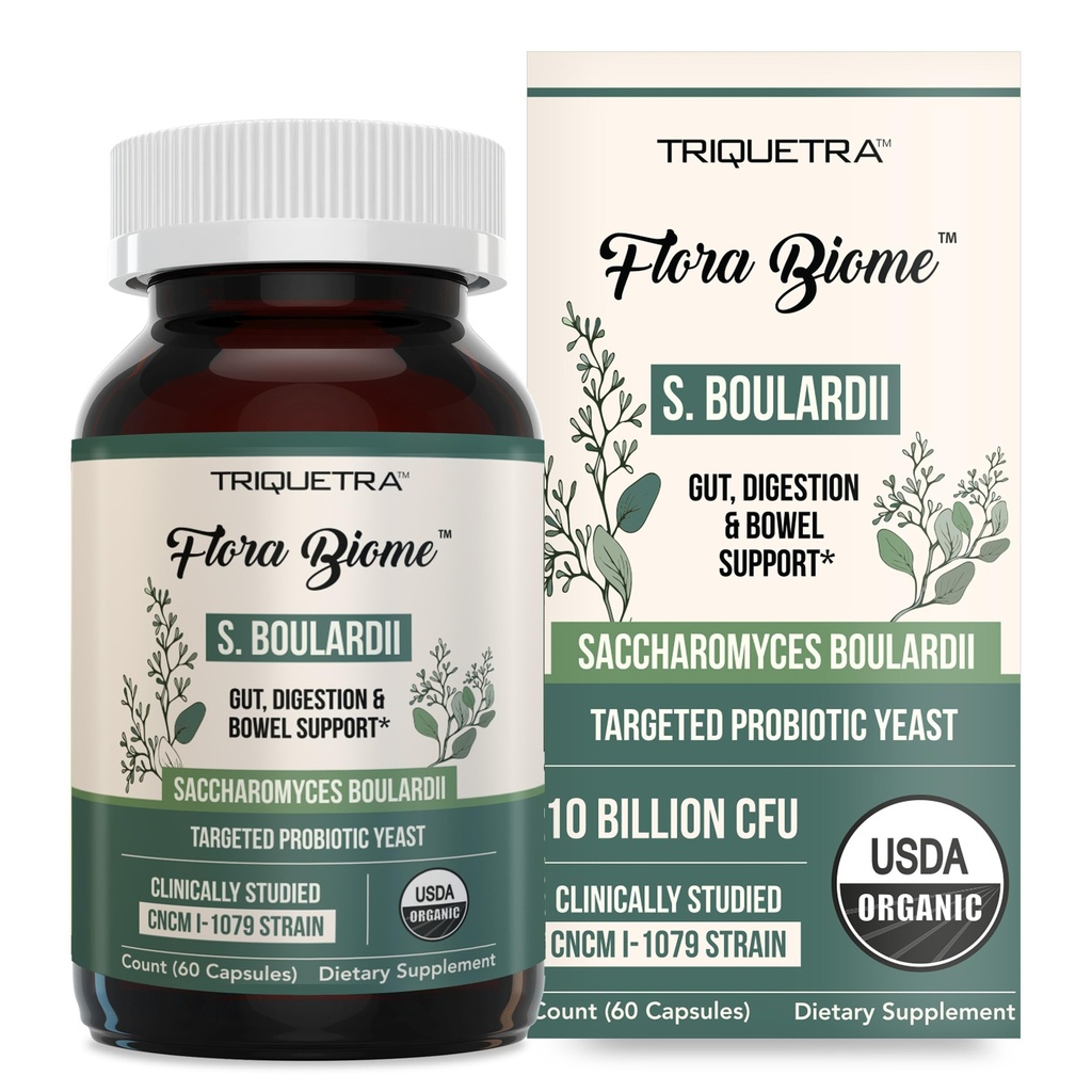 有機Saccharomyces Boulardii - 10 Billion CFU - 臨床的に検証されたCNCM I-1079 Probiotic Strain - Gut、消化および健康な腸サポート - Sの最初の有機形態。 Boulardii Probiotic - 60カウント