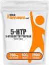 BulkSupplements.com 5-HTPパウダー - 5-Hydroxytryptophan、5 HTPサプリメント - 5-HTP 200mg、気分のサポートサプリメント - グルテンフリー、給食当たり200mg、500g(1.1ポンド)(パッケージ1)