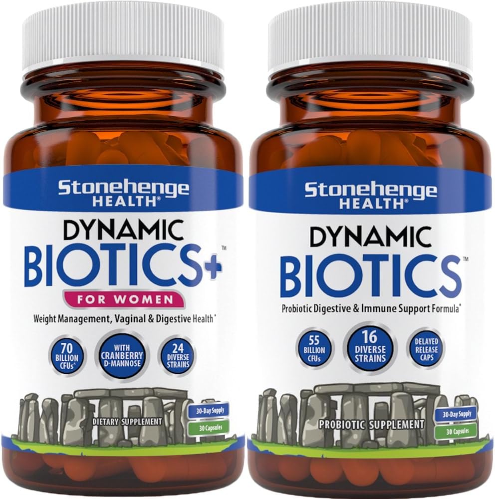 Stonehenge Health Dynamic Biotics+ for Women + Dynamic Biotics Probiotics Bundle Supplements to Support Digestive & Feminine Health
