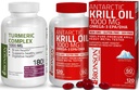 バイオパインの高い効力の報酬の共同サポート+BronsonのAntarcticのKrillオイル1000のmgとOmega-3s EPA、DHAのBronsonのタービン クルクミン