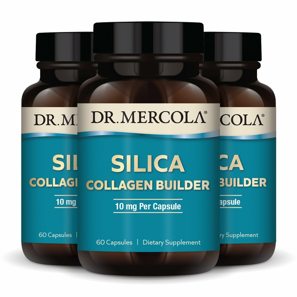 Dr. Mercola Silica Collagen Builder - 植物ベースのシリカサプリメントは、皮膚、髪、爪、骨の健康をサポート - 非GMO、グルテンフリー&大豆フリー - 180カプセル(90のサービング)
