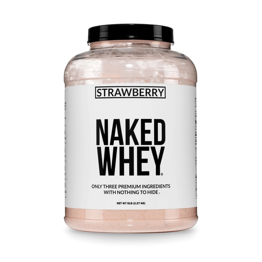 NAKED Strawberry Whey Protein - すべての天然草の飼料の乳たんぱくの粉+乾燥イチゴ+ココナッツシュガー5lbバルク、GMOフリー、大豆フリー、グルテンフリー、グルテンフリー、グルテンフリー。エイド筋肉の成長と回復 - 61便