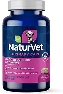 NaturVet – 犬のための膀胱のサポート – プラスクランベリー | ヘルシーな膀胱制御と正常な尿をサポート | 60 時間リリース 咀嚼錠